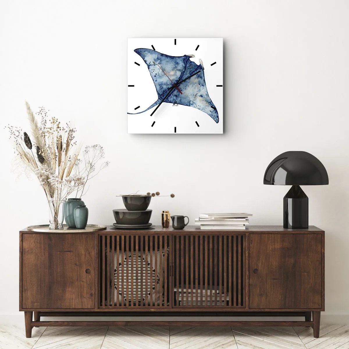 Wandklok - Klok - Leven in blauw - 40x40 cm