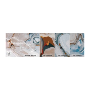 Fotobehang Monster Premium Sand - Blauw kronkelt onder het wit - Abstractie, Deel, Modern patroon - 100x30 cm