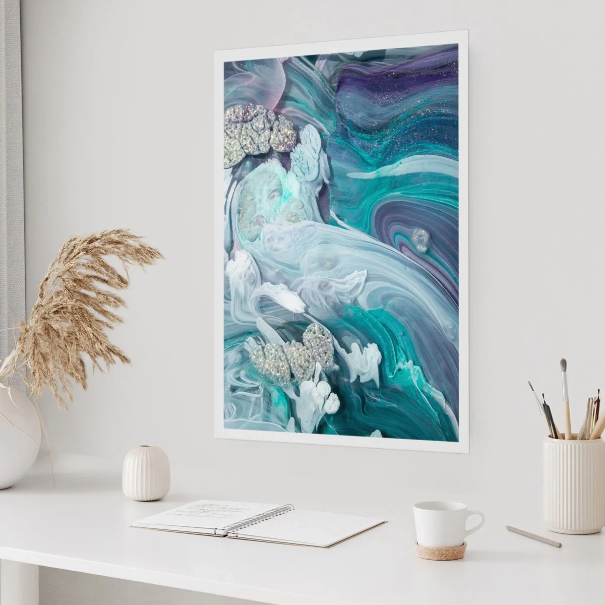 Poster - Stromingen van hemelsblauw - 50x70 cm