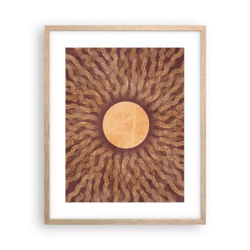 Een poster in een licht eiken lijst - Zon icoon - 40x50 cm