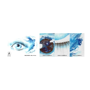 Fotobehang Monster Premium Canvas - Dompel jezelf onder in het blauw van de blik - Abstractie, Oog, Deel - 100x30 cm