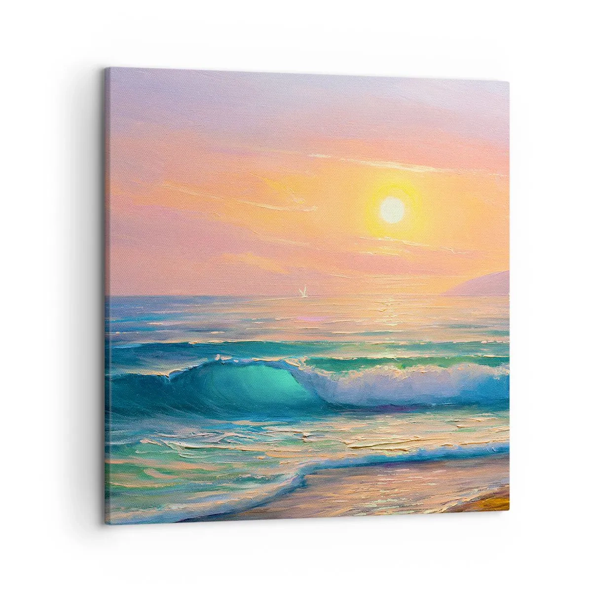 Schilderen op canvas - Een turquoise lied van de golven - 50x50 cm