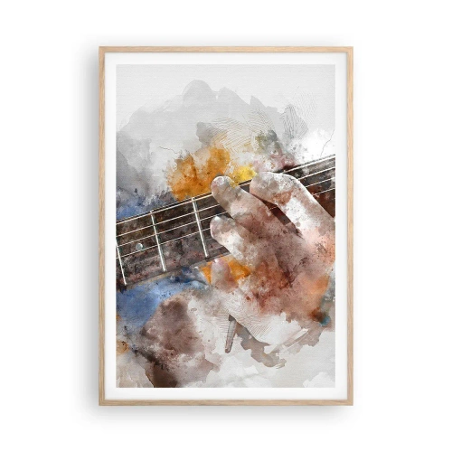 Een poster in een licht eiken lijst - Poëzie tussen de snaren - 70x100 cm