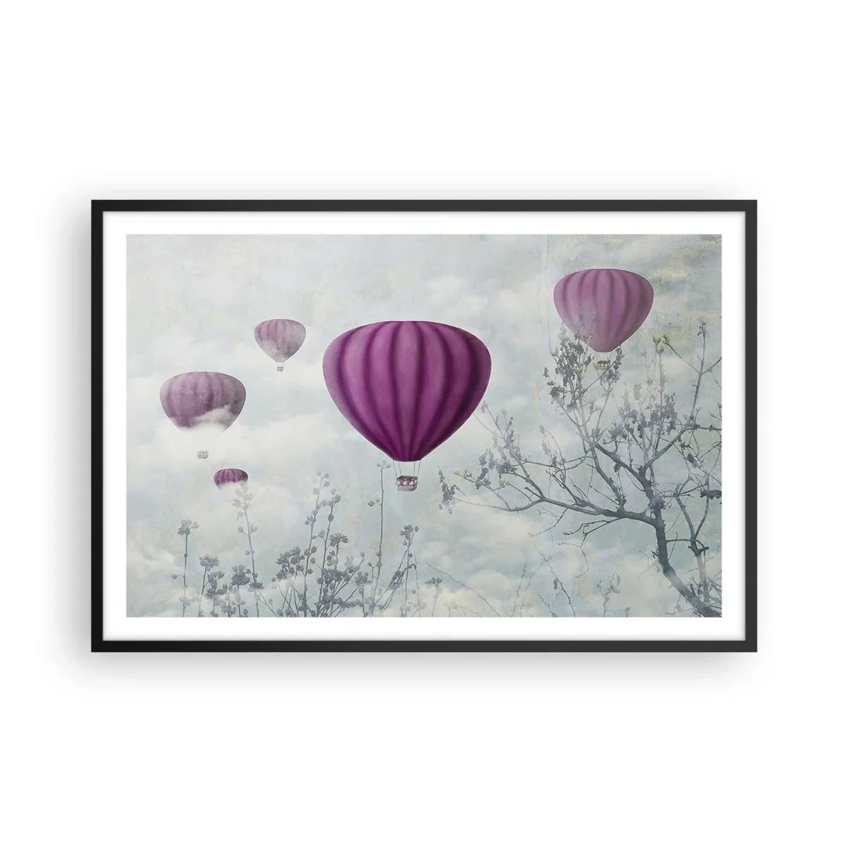 Poster in een zwarte lijst - Als schepen in de lucht - 91x61 cm