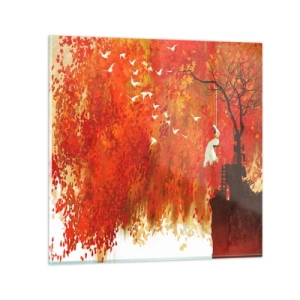 Schilderen op glas - Zal hij met hen vliegen? - 50x50 cm