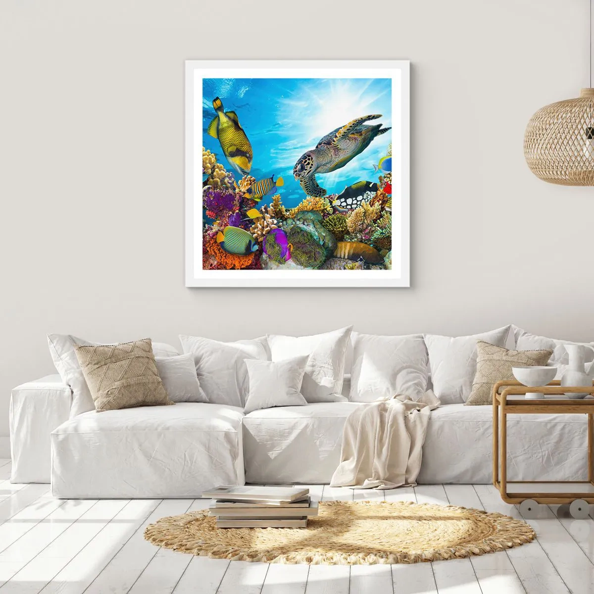 Poster in een witte lijst - Koraalpromenade - 40x40 cm