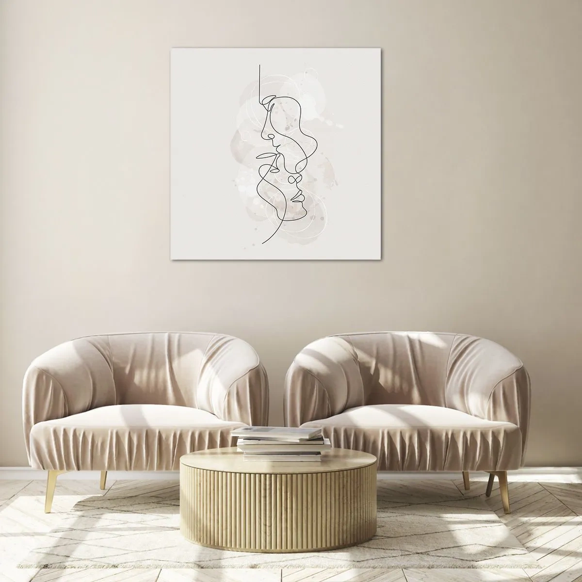 Schilderen op glas - Verstrikt in een omhelzing - 60x60 cm