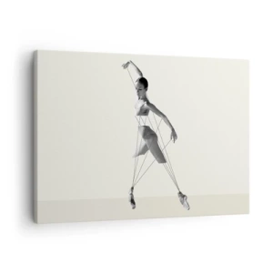 Schilderen op canvas - Ballerina in een geometrische interpretatie met lijnen - 70x50cm - In het theater van de wereld - Moderne wanddecoratie voor woonkamer en slaapkamer ARTTOR