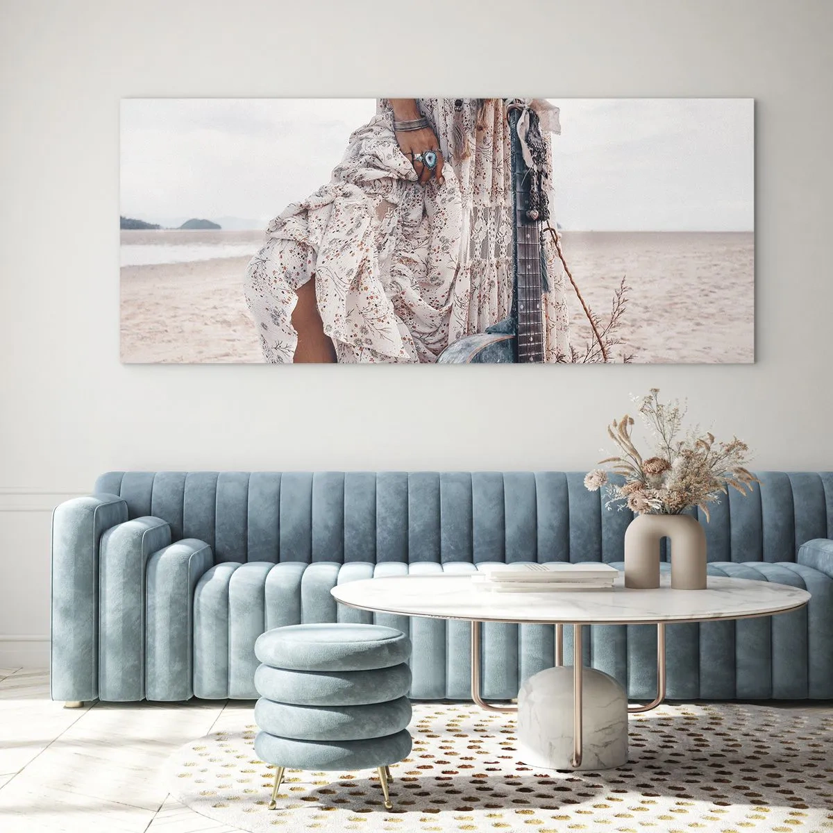 Schilderen op glas - Kinderen bloemen onderweg - 90x30 cm