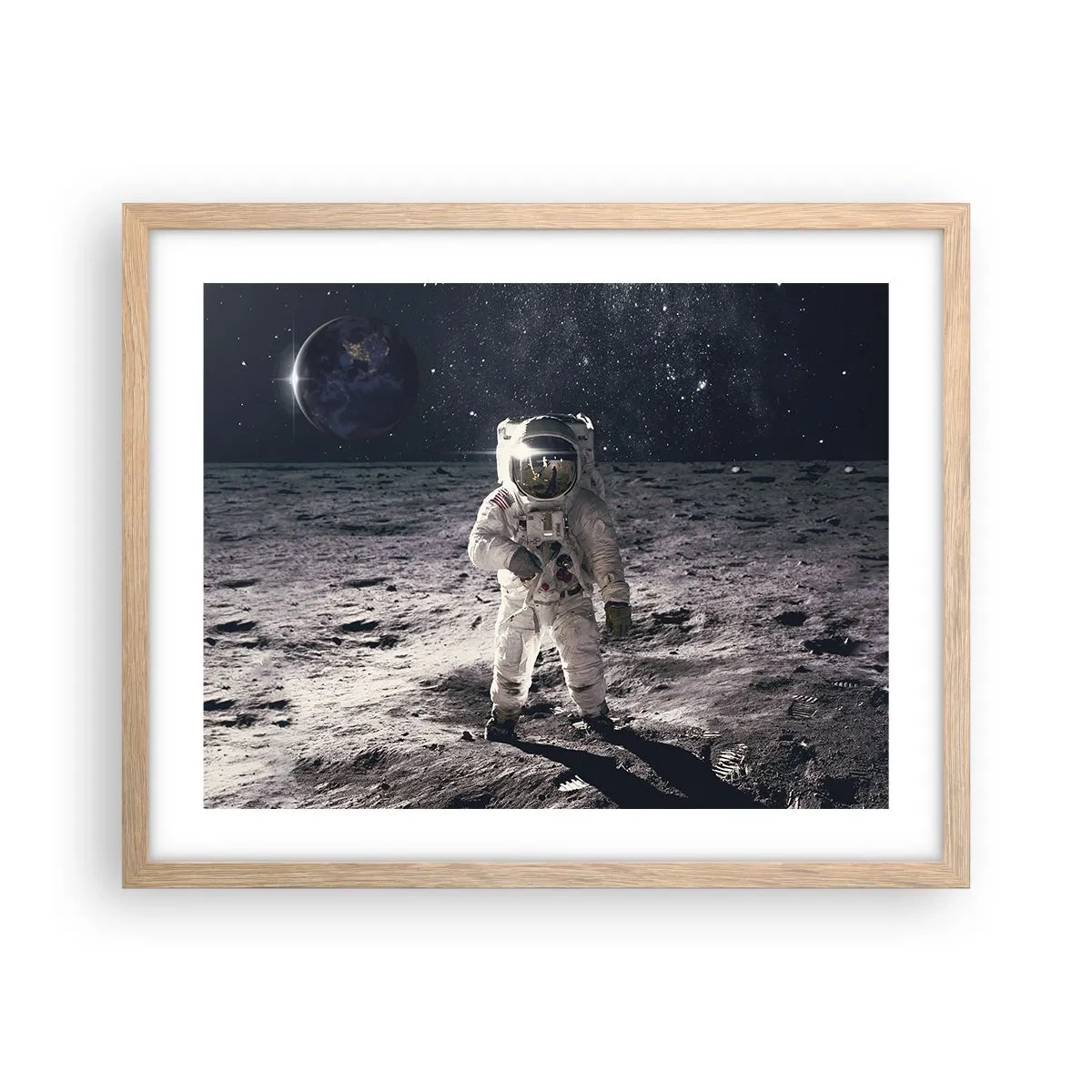 Een poster in een licht eiken lijst - Groetjes van de maan - 50x40 cm