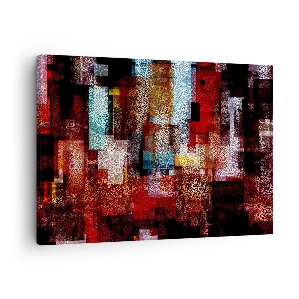 Schilderen op canvas - Geometrische abstractie in intense roodtinten - 70x50cm - Het is een allegaartje - Moderne wanddecoratie voor woonkamer en slaapkamer ARTTOR