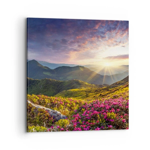 Schilderen op canvas - Frisheid in de ochtend in de bergen - 70x70 cm