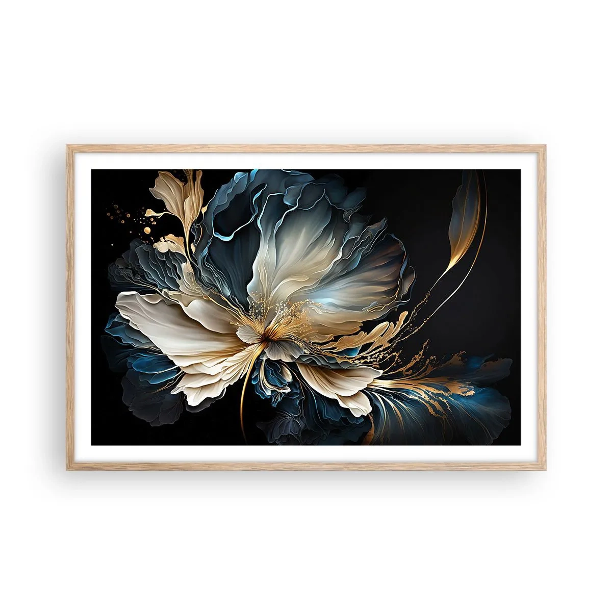 Een poster in een licht eiken lijst - Sprookjesachtige varenbloem - 91x61 cm