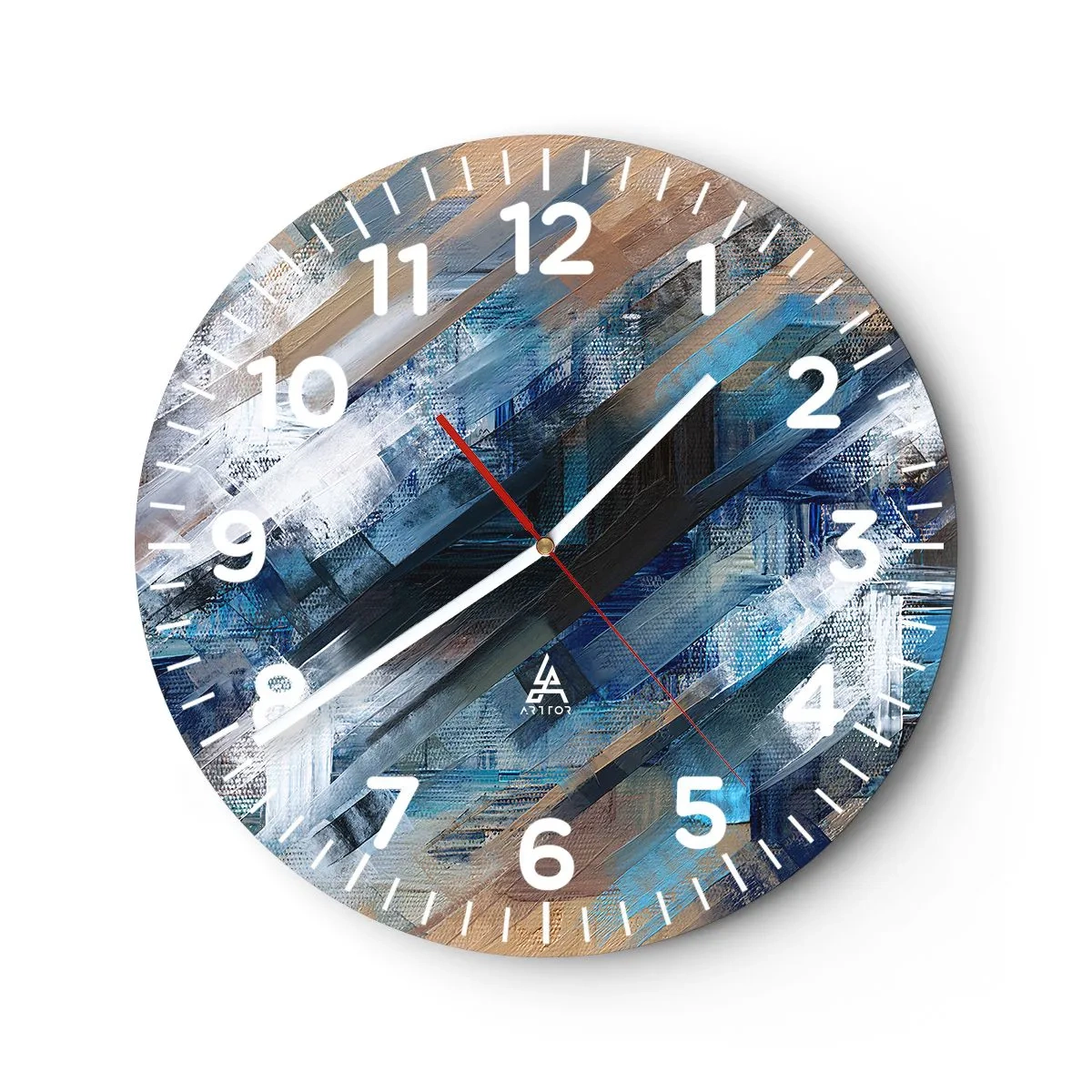Wandklok - Klok - Op een blauwe diagonaal - 40x40 cm