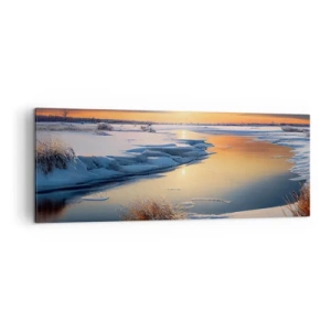 Schilderen op canvas - Winterse zonsondergang - 140x50 cm