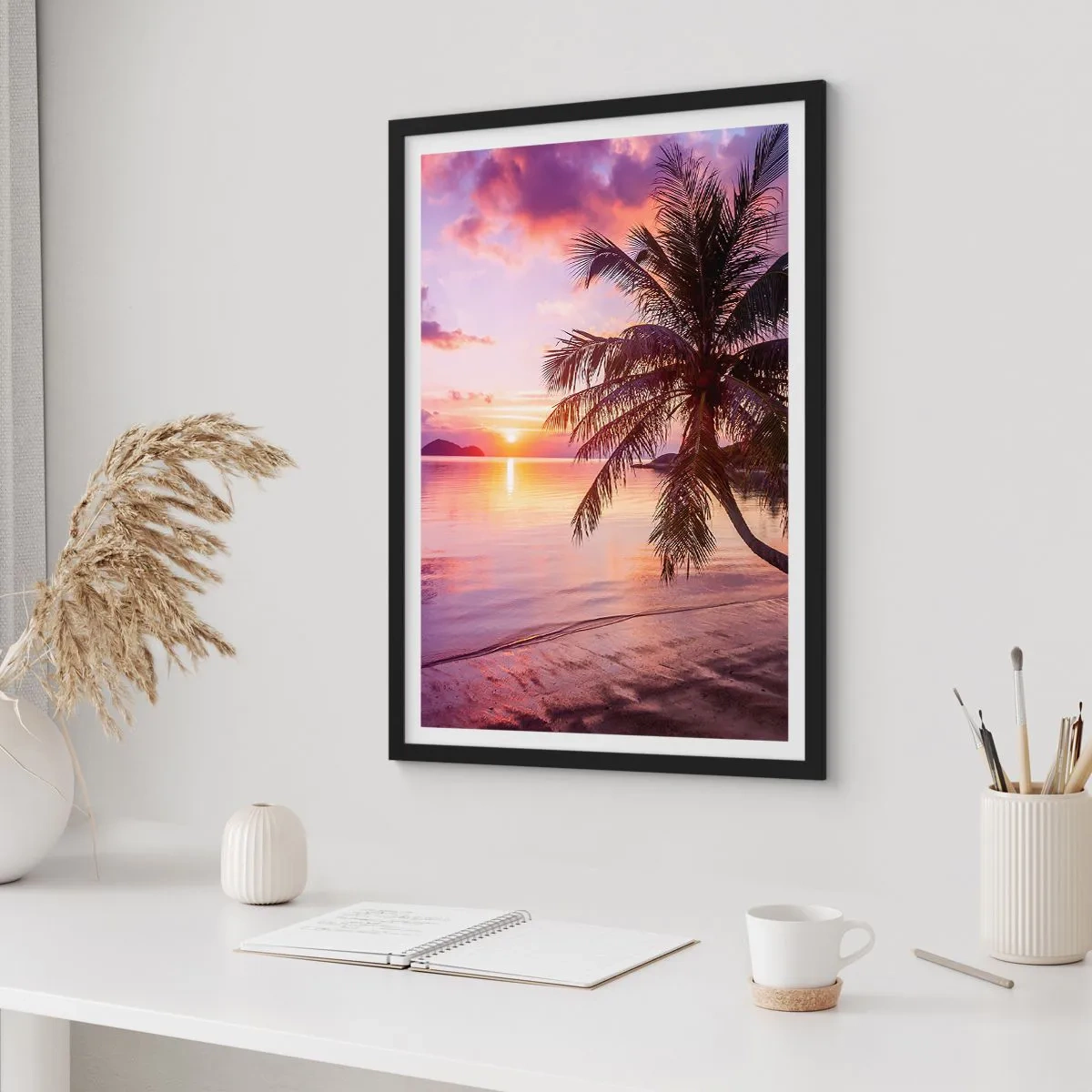 Poster in een zwarte lijst - Geluk tot aan de horizon - 40x50 cm