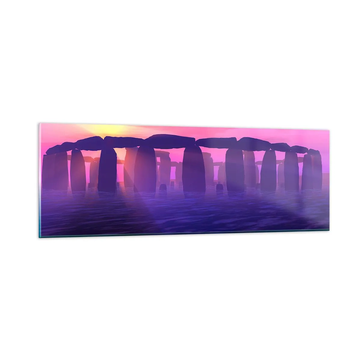 Schilderen op glas - Mysterie bij zonsopgang in de mist - 90x30 cm