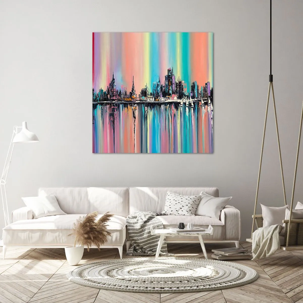 Schilderen op canvas - Om in het licht van de nacht te vallen - 60x60 cm