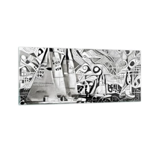 Schilderen op glas - Tussen de golven - 100x40 cm
