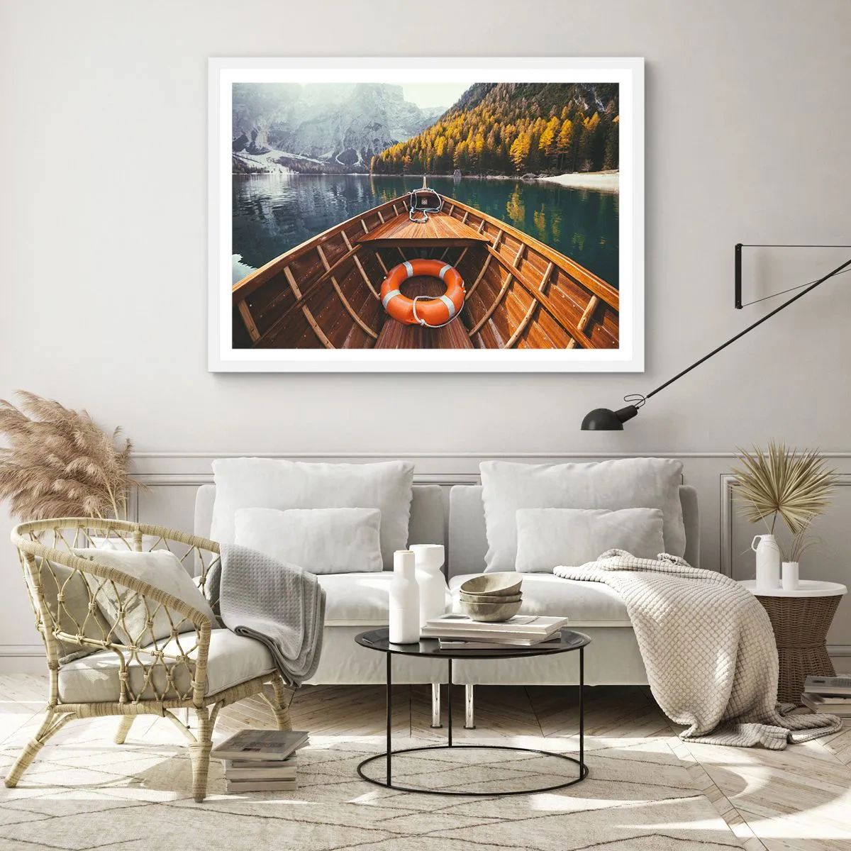 Poster in een witte lijst - Bergtocht - 100x70 cm