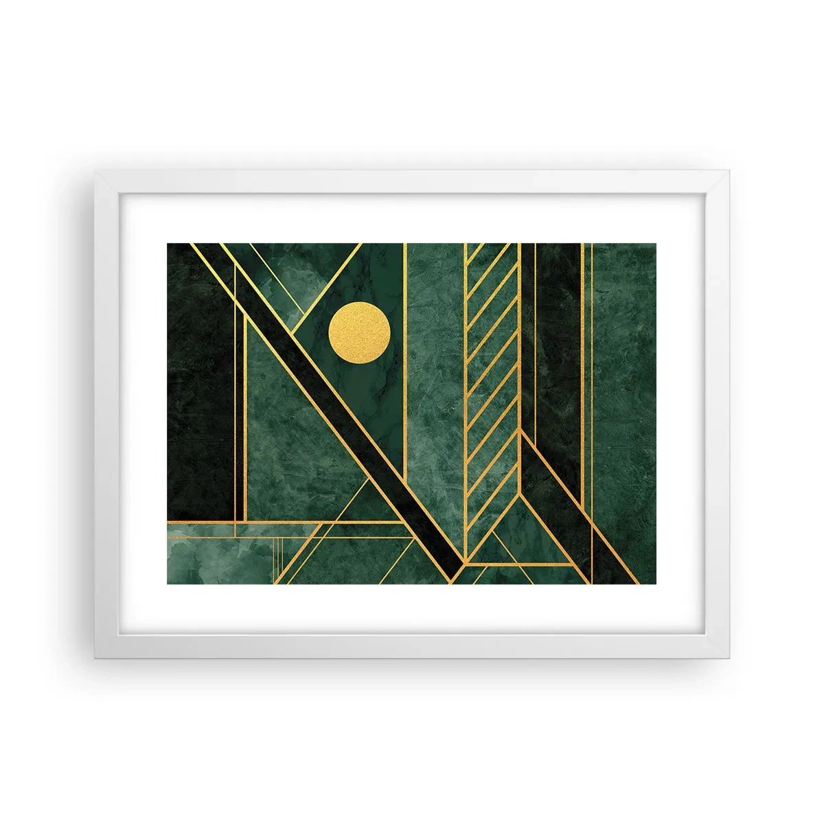 Poster in een witte lijst - Dynamiek van goud en azuur - 40x30 cm