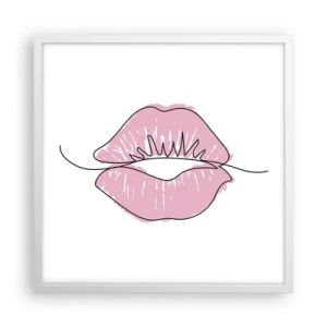 Poster in een witte lijst - Klaar om te kussen? - 50x50 cm