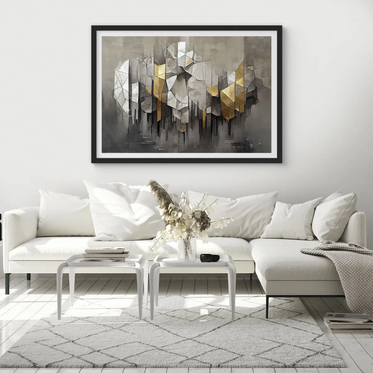 Poster in een zwarte lijst - Compositie van ijs en licht - 70x50 cm