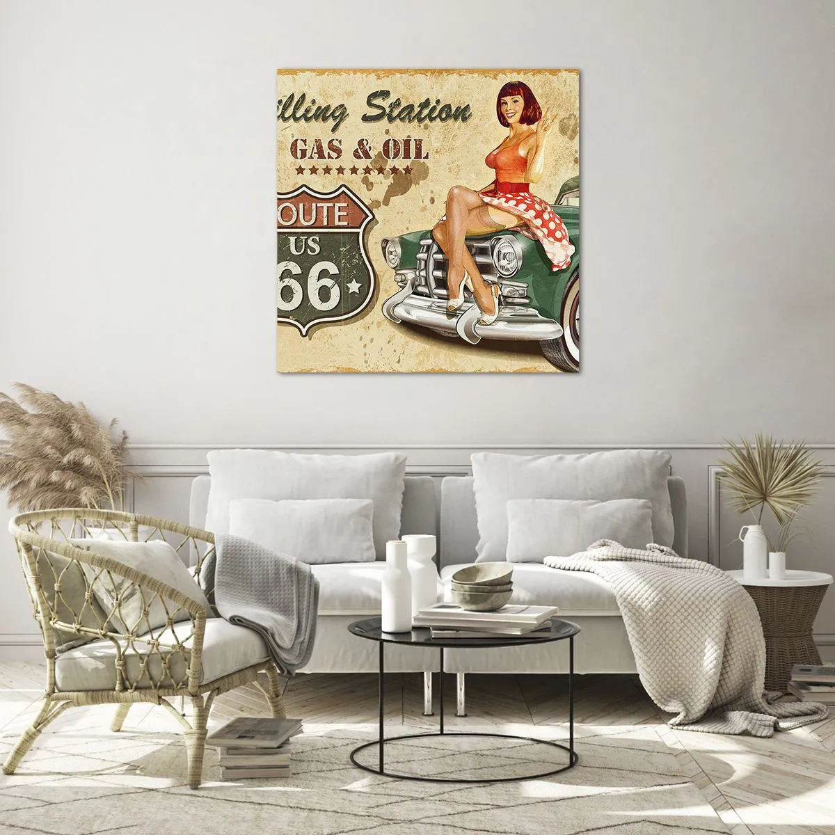 Schilderen op glas - De grote jaren 40. - 50x50 cm