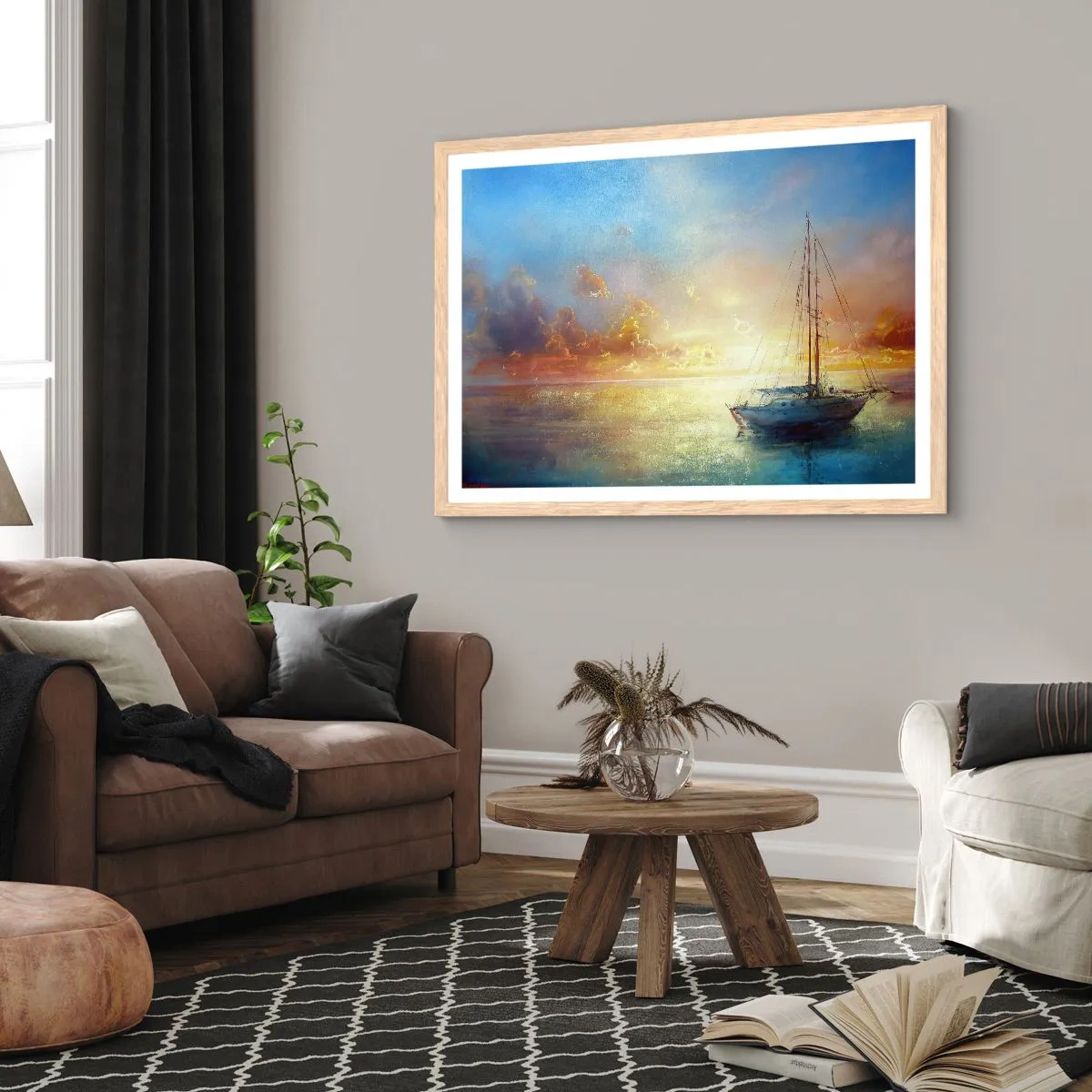 Een poster in een licht eiken lijst - In een gouden baai - 50x40 cm