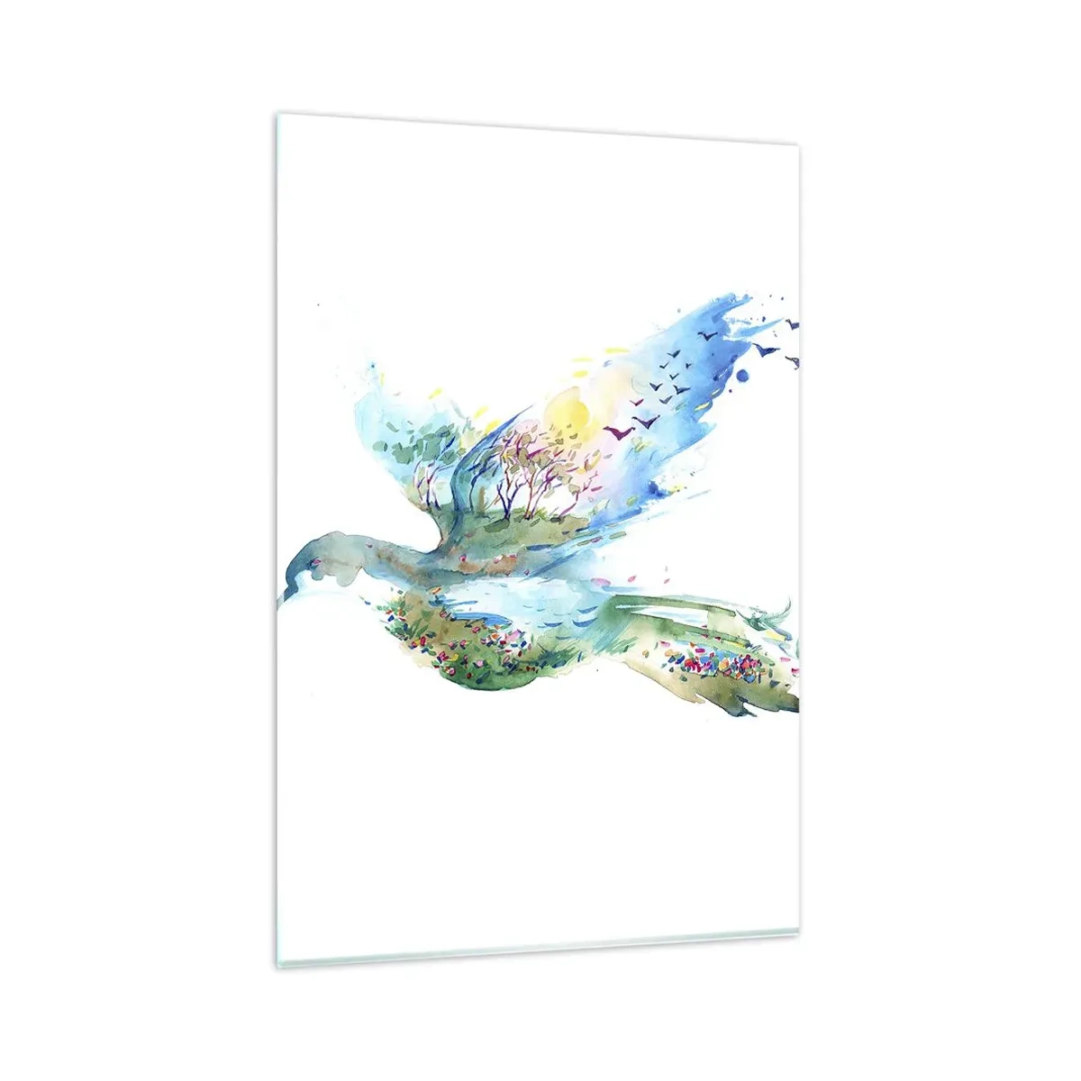 Schilderen op glas - Op de vleugels van de natuur - 80x120 cm