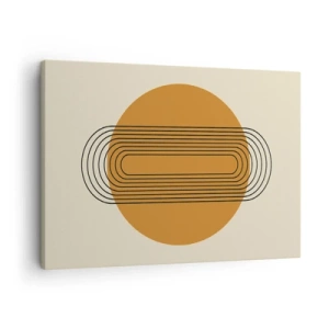 Schilderen op canvas - Geometrisch patroon met oranje cirkels en lijnen - 70x50cm - Perfect plan - Moderne wanddecoratie voor woonkamer en slaapkamer ARTTOR