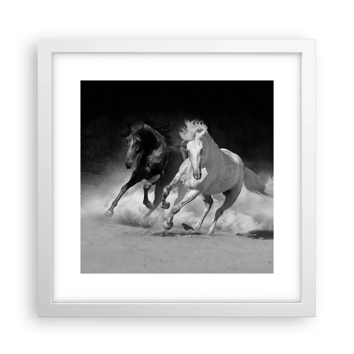 Poster in een witte lijst - Vrijheidsgalop - 30x30 cm