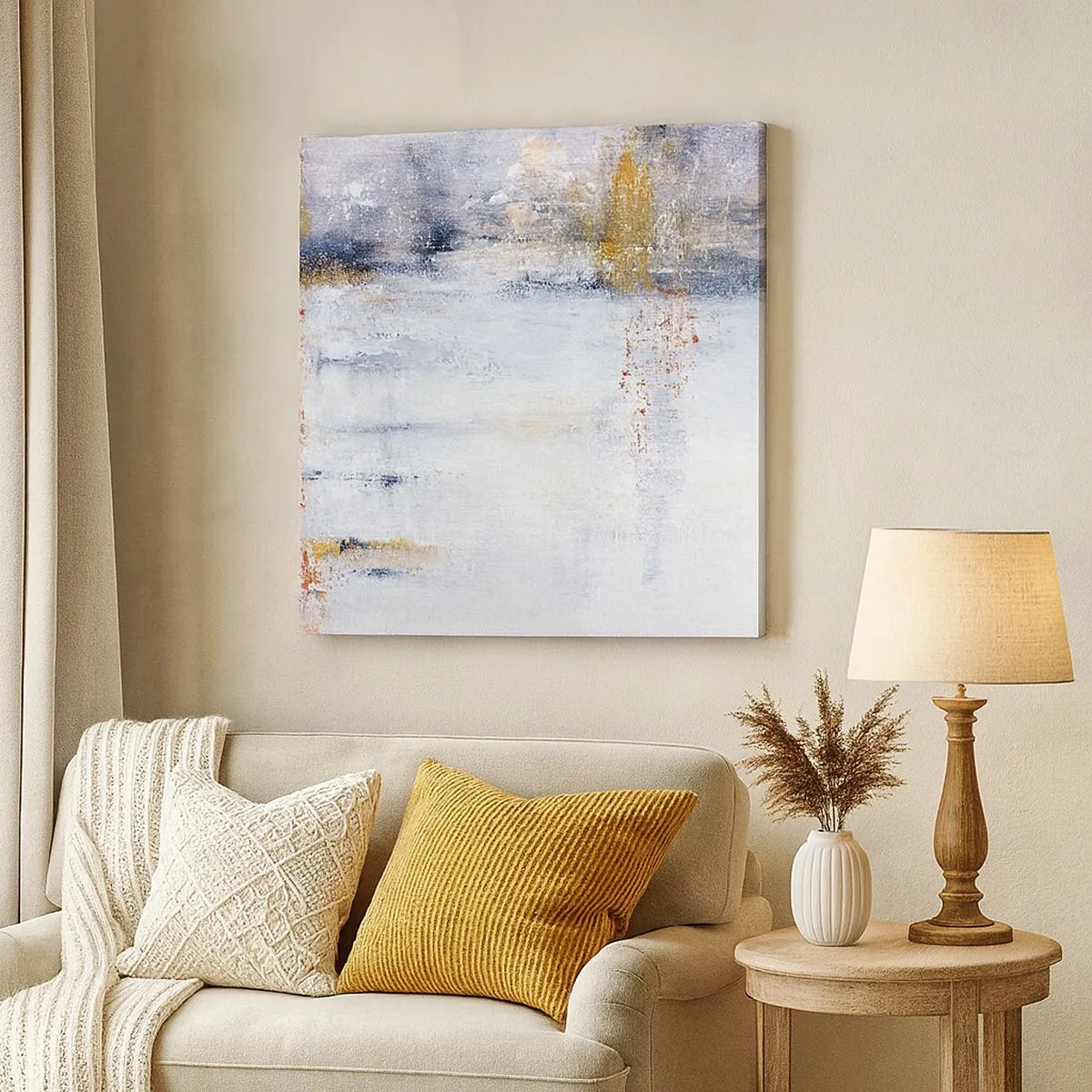 Schilderen op canvas - Achter de luchtgordijn - 30x30 cm