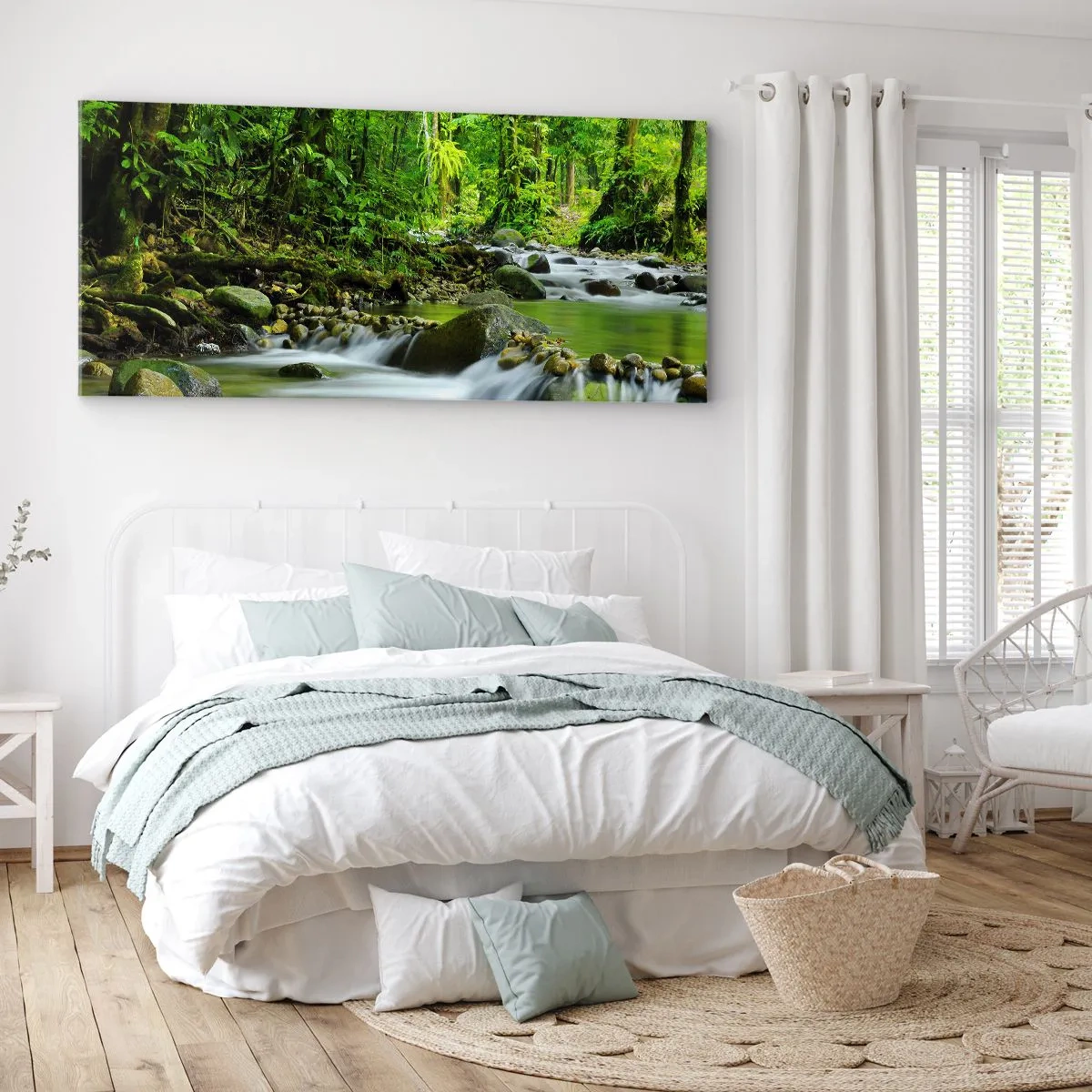 Schilderen op canvas - Zwemmen in een zee van groen - 120x50 cm