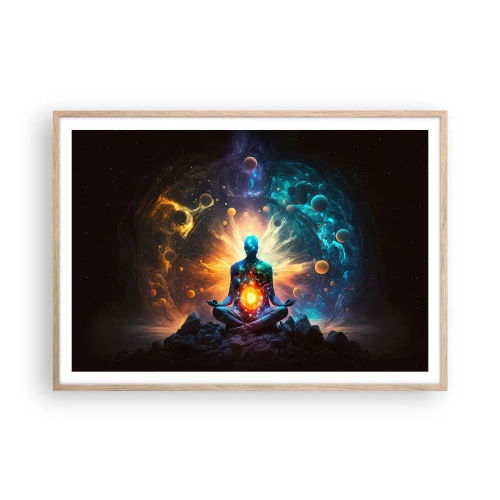 Een poster in een licht eiken lijst - Kosmische vrede - 100x70 cm