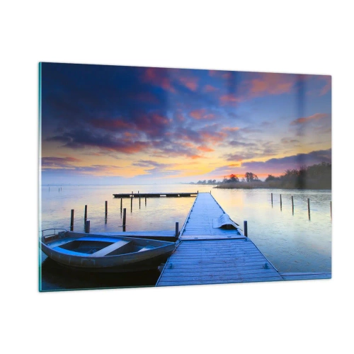 Schilderen op glas - Violet-gouden kalmte - 120x80 cm