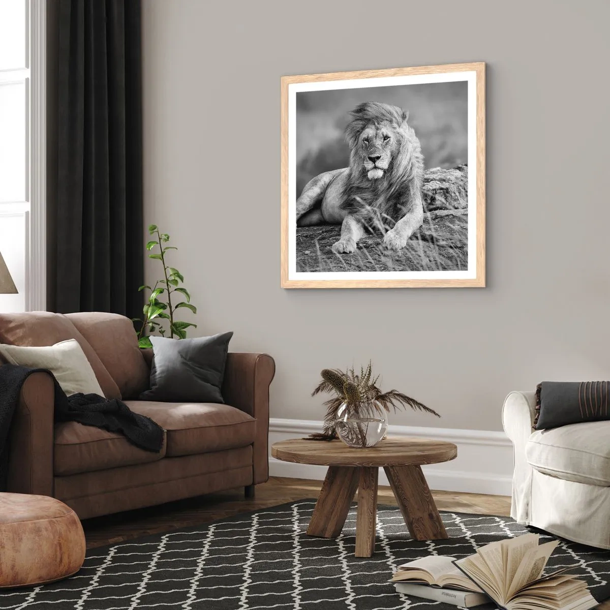 Een poster in een licht eiken lijst - Koninklijke siësta - 40x40 cm