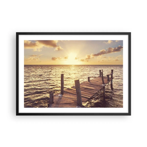 Poster in een zwarte lijst - Het gouden land van zachtheid - 70x50 cm