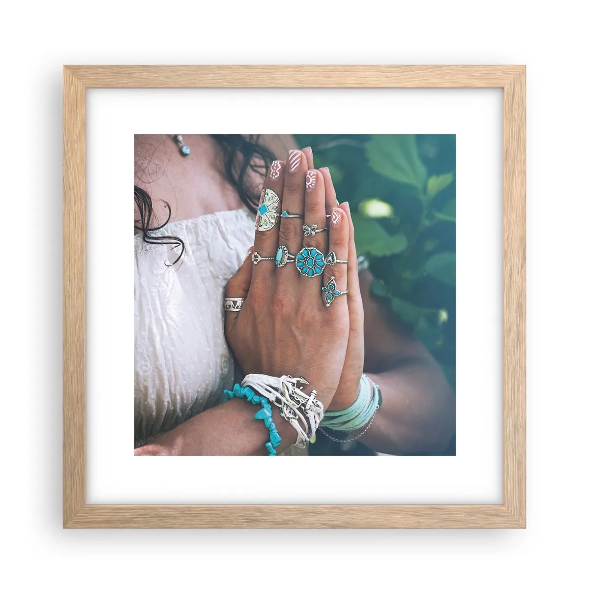 Een poster in een licht eiken lijst - Welkom in het centrum van het zijn - 30x30 cm