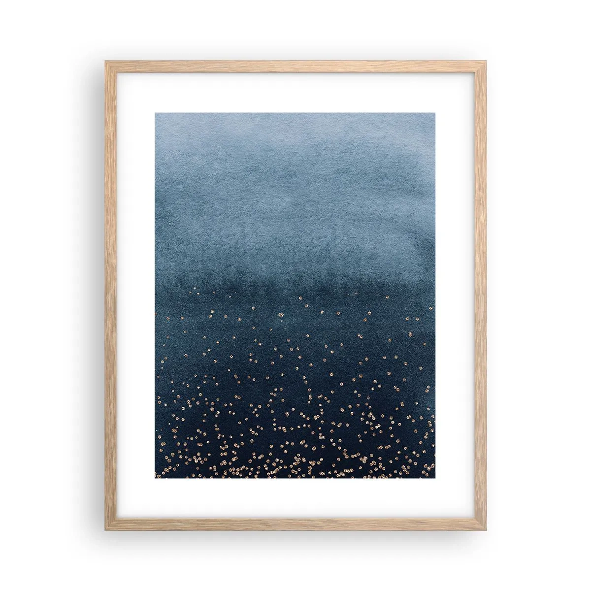 Een poster in een licht eiken lijst - Samenstelling - blauwe fasen - 40x50 cm