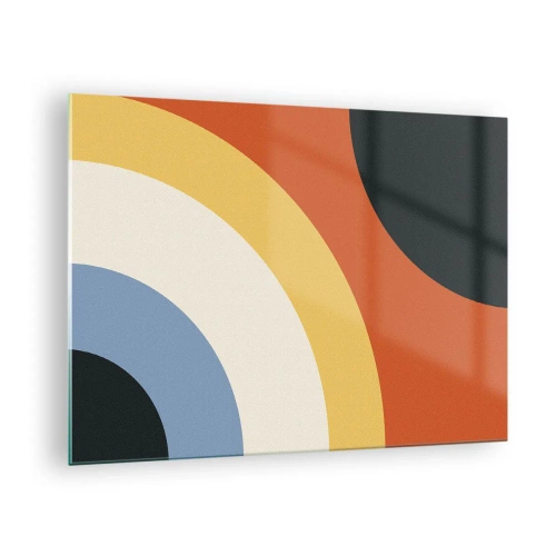Schilderen op glas - Abstracte kleurrijke bogen op een glazen achtergrond - 70x50cm - Naar mezelf toe - Moderne wanddecoratie voor woonkamer en slaapkamer ARTTOR