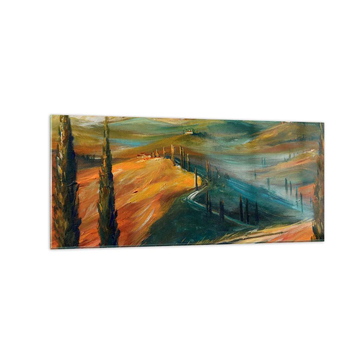 Schilderen op glas - Toscaans landschap - 120x50 cm
