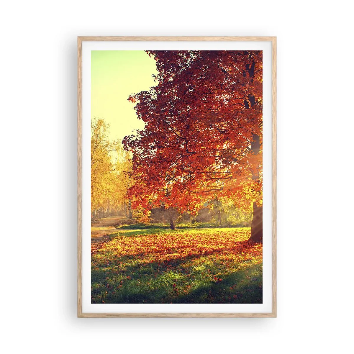 Een poster in een licht eiken lijst - Rood is mooi - 70x100 cm