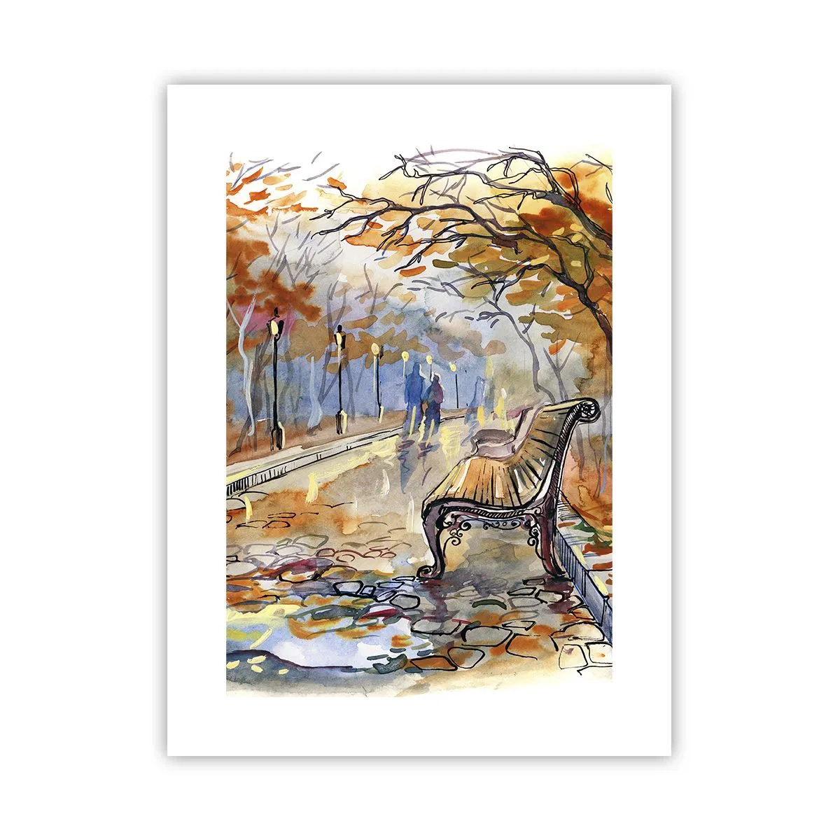 Poster - Samen wandelen in de herfst - 30x40 cm