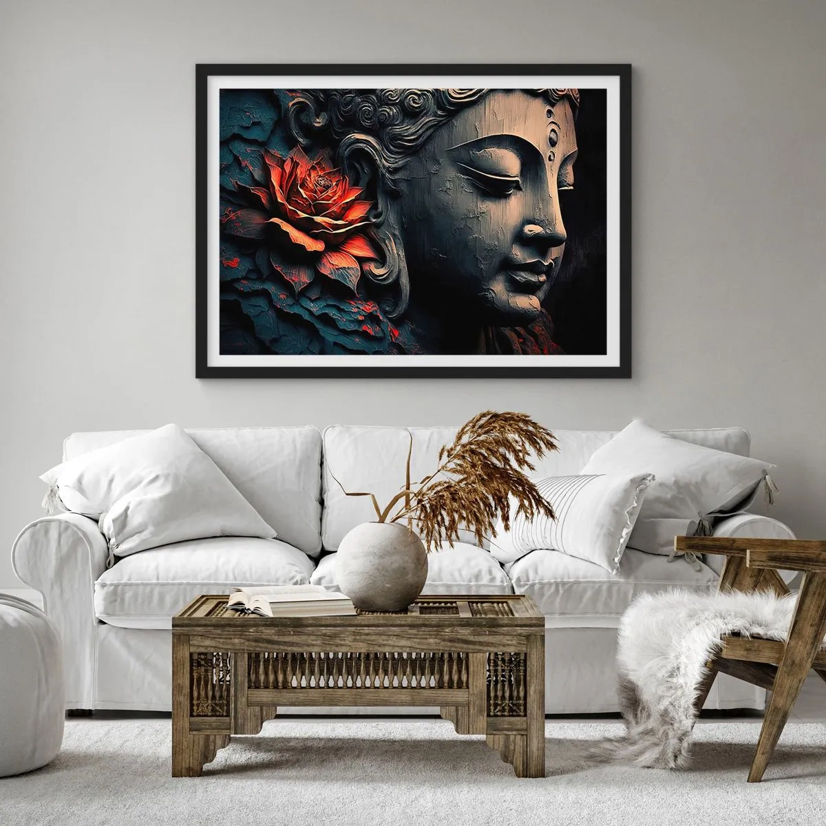 Poster in een zwarte lijst - In harmonie met de wereld - 70x50 cm