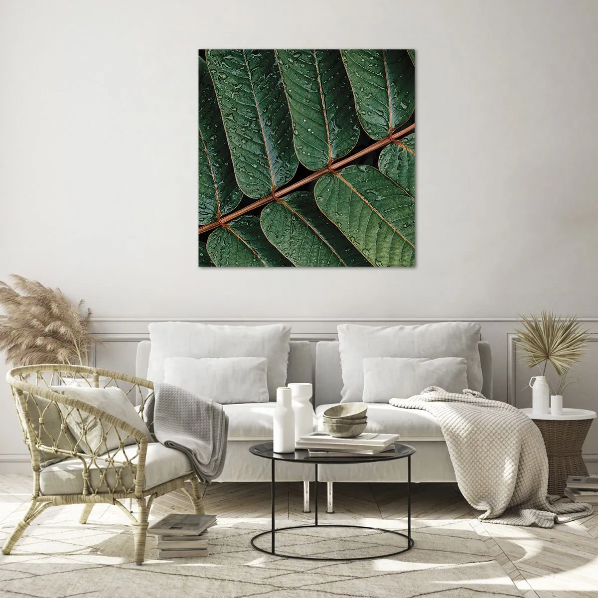Schilderen op glas - In een groen ritme - 70x70 cm