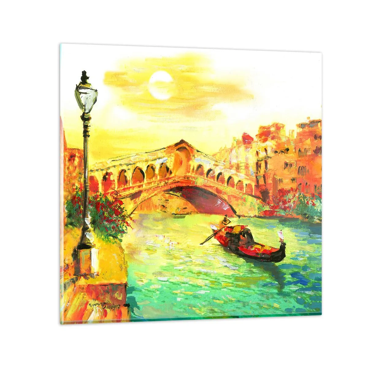 Schilderen op glas - Een pelgrimstocht van geliefden - 40x40 cm