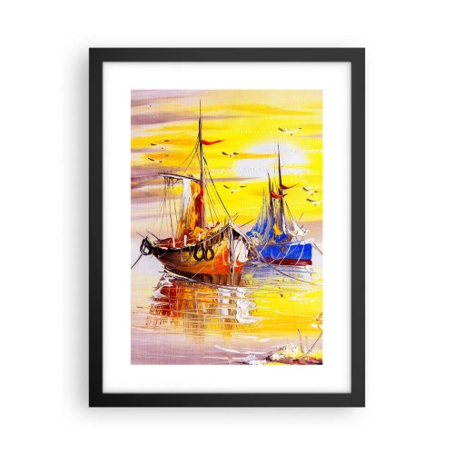 Poster in een zwarte lijst - Een welverdiende rust in de haven - 30x40 cm