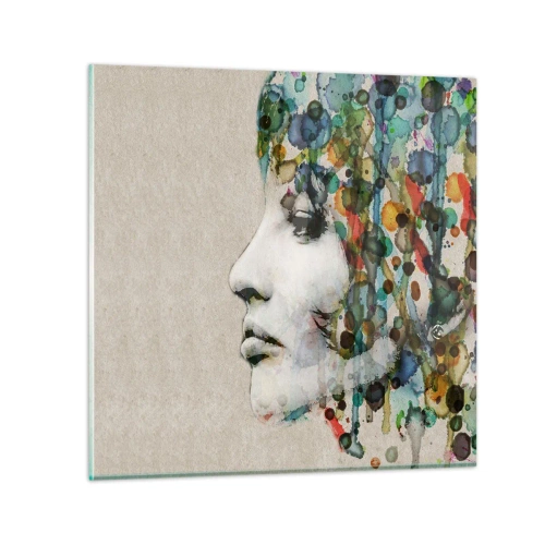 Schilderen op glas - Ze kwam uit het grijs - 60x60 cm