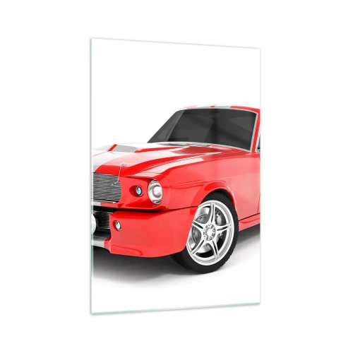 Schilderen op glas - Een Mustang zo snel als de wind - 70x100 cm